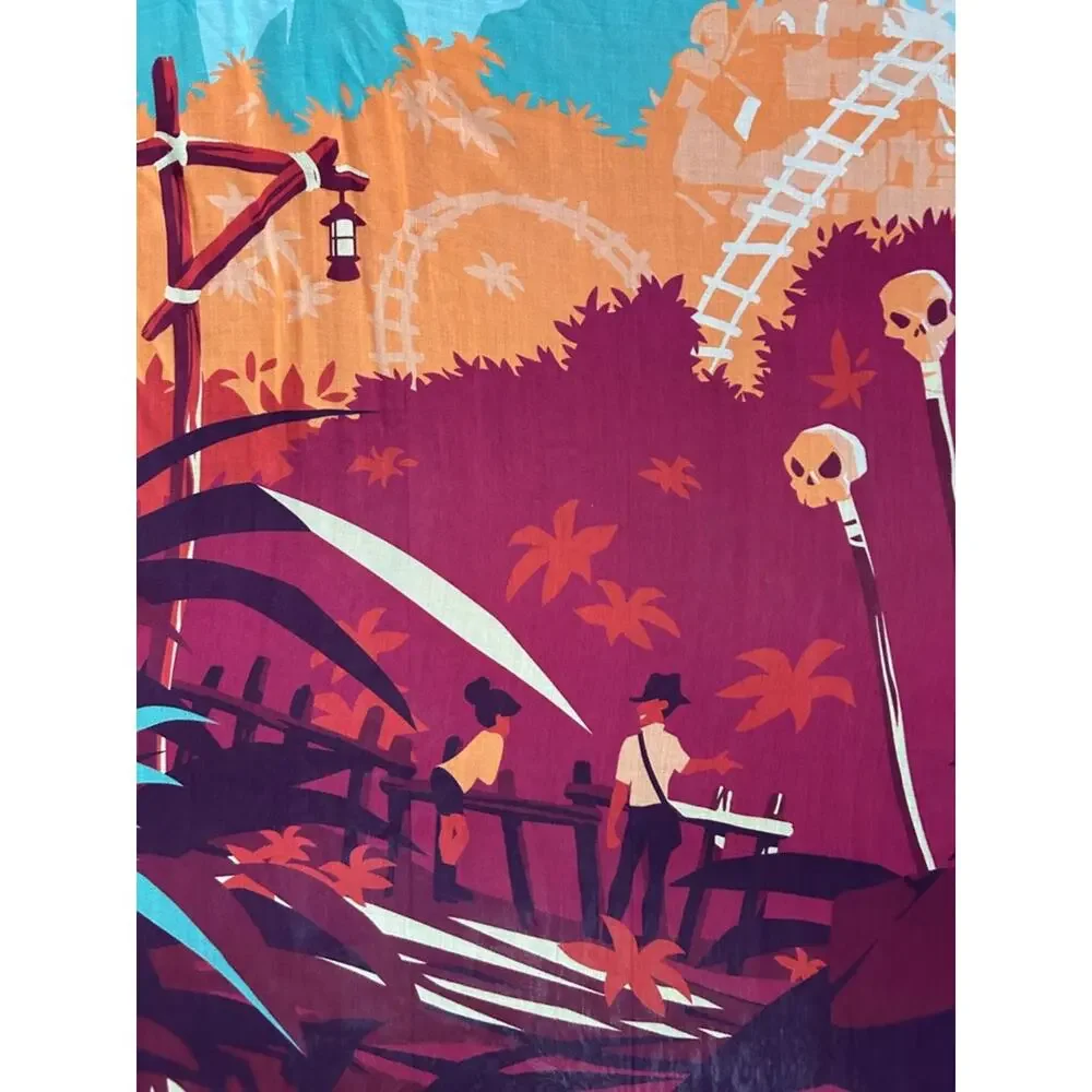 Disneyland Paris Graphic Scarf in Rich Berry and Blue, Indiana Jones in French